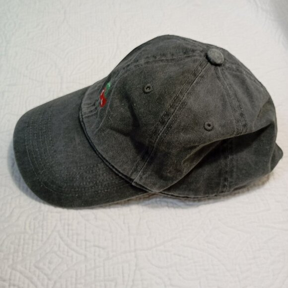 Brandy Melville Cherry Embroidered Washed Black Baseball Cap One Size - Picture 8 of 8
